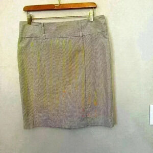 Soulmates Women Brown Pinstripe Pencil Skirt Size 13  Belt Loops & Zipper